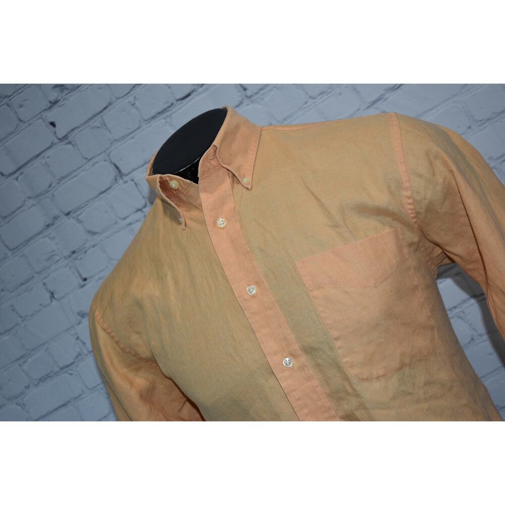 Jos A Bank Hawaiian LINEN Shirt Mens Size Small Orange Long Sleeve